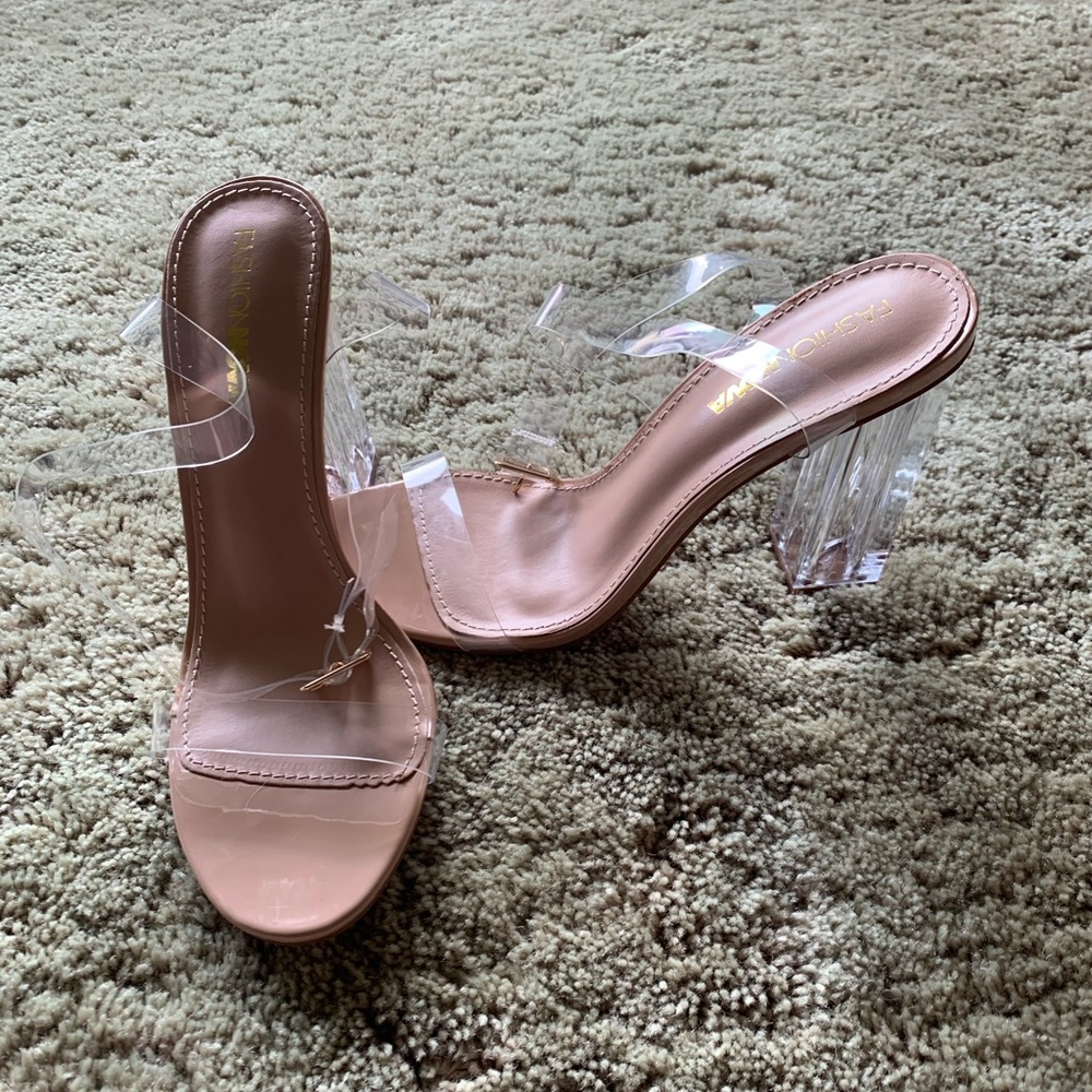 Brand new clear block heels